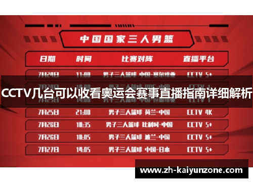 CCTV几台可以收看奥运会赛事直播指南详细解析 CCTV几台可以收看奥运会赛事直播指南详细解析